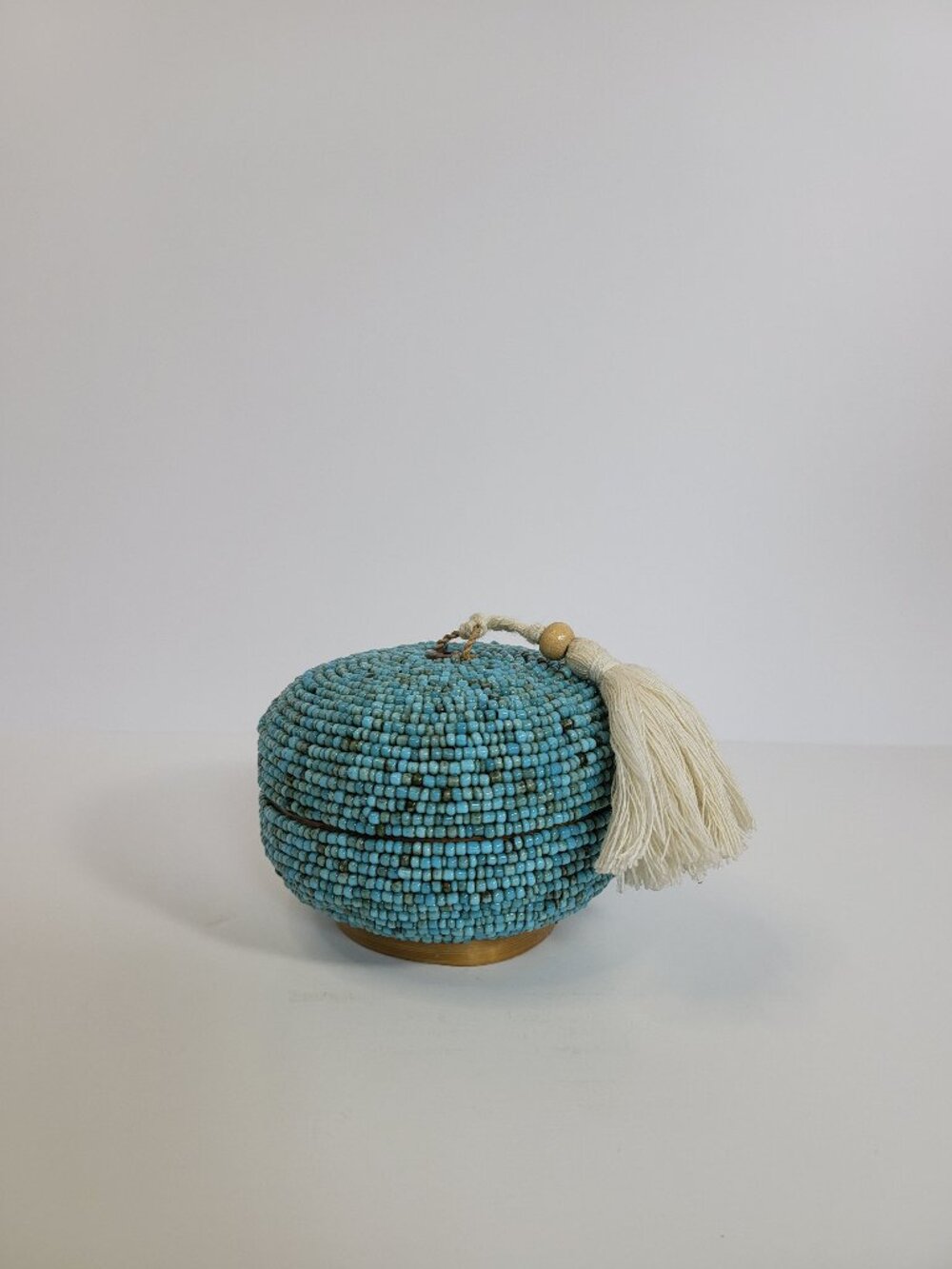 Balinese Beaded Offering Box - Turquoise Boho Trinket Jewelry Case‎ with Tassel